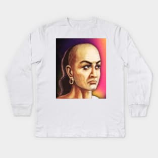 Chanakya Portrait | Chanakya Artwork Kids Long Sleeve T-Shirt